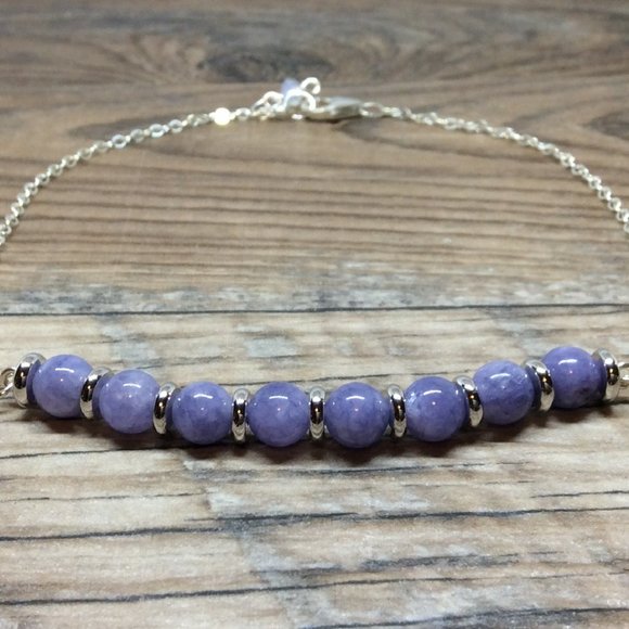 Angelite anklet, Sterling Silver, healing anklet, blue anklet - Picture 3 of 8